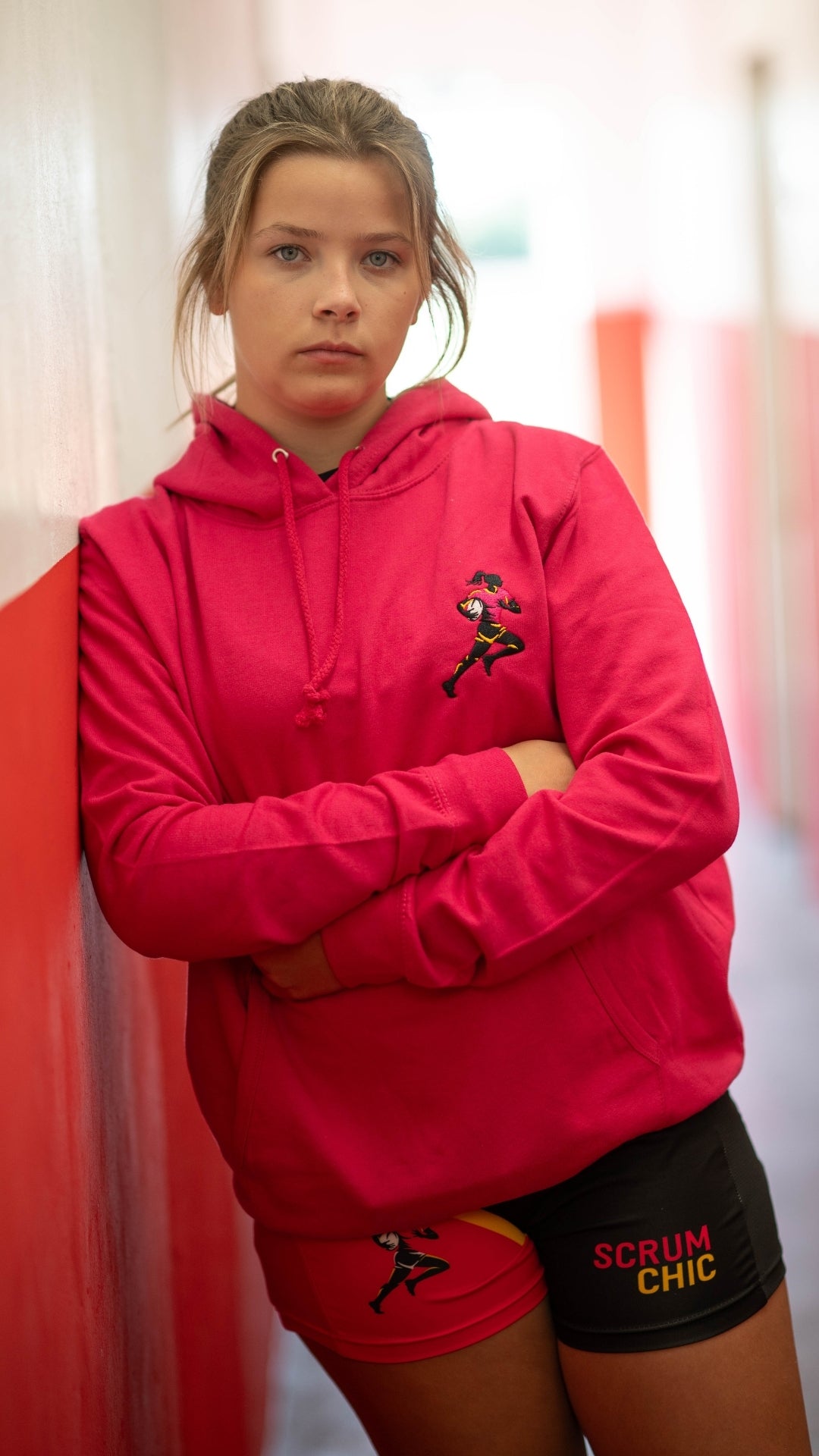 Pink ScrumChic Casual Embroided Hoodie