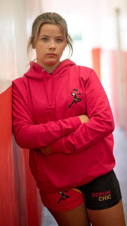 Pink ScrumChic Casual Embroided Hoodie