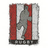 men's grey and red rugby logo Black T-shirt